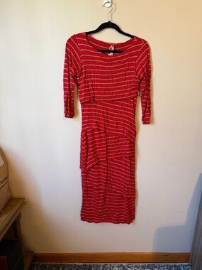 Red Striped Midi Dress